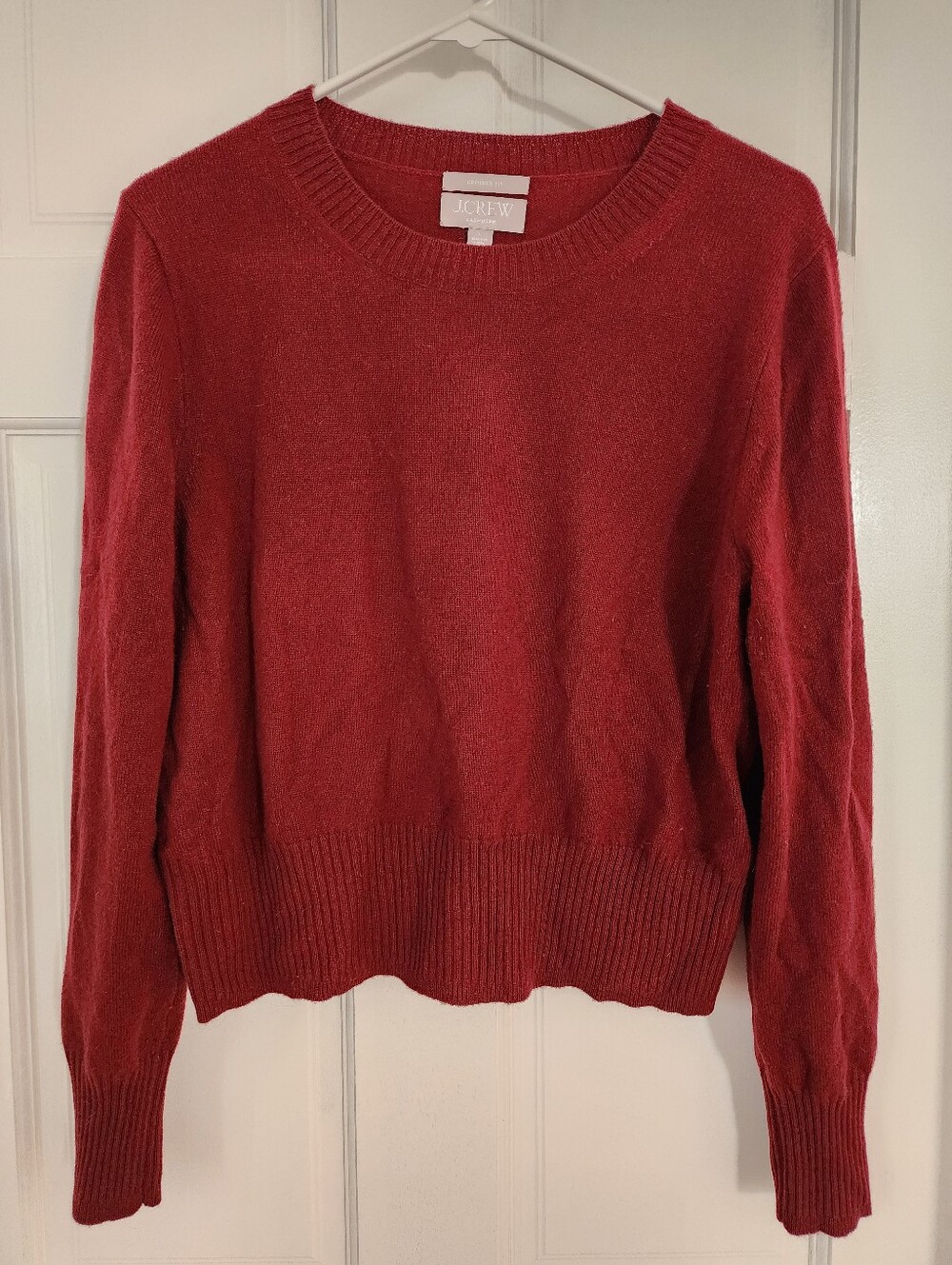 J. Crew Red Crewneck Cashmere Sweater